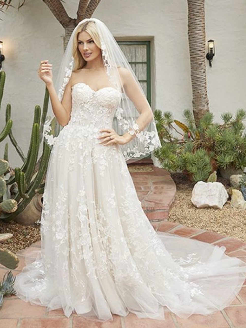 Casablanca Bridal Sedona BL380 Strapless Lace Wedding Gown with Veil